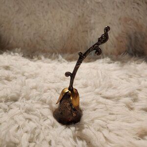 Antique Ornate Silver & Brass Bell With Leaf Design Decorative Collectible Cotta